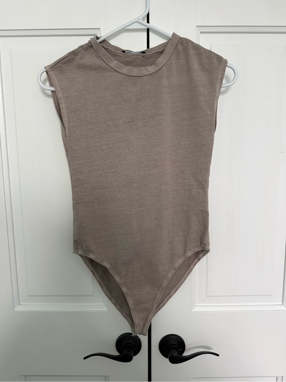Zara Sleeveless One-Piece Bodysuit in Taupe